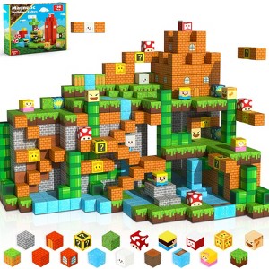 Angel Sar 100-Piece Magnetic Building Blocks Set, Stacking Magnet Cubes with Patterns, STEM Montessori Sensory Toys for Kids Ages 3-10 - 1 of 4