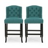 Set of 2 27" Vienna Contemporary Fabric Tufted Wingback Counter Stools with Nailhead Accents, for Kitchen Island - 4 of 4