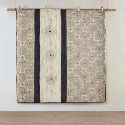 Black Jacquard Queen Comforter Set with Embroidered Shams