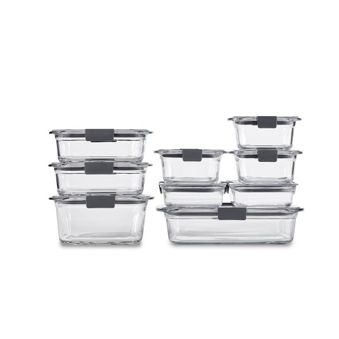 Rubbermaid Brilliance 18pc Glass Food Storage Container Set: Clear ...