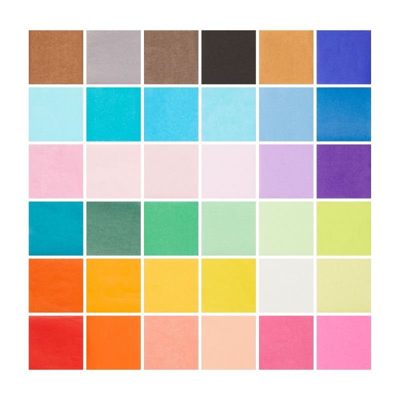 Juvale 7200 Sheets Bulk Colored Tissue Paper for Gift Wrap Bags, Birthday Party Presents Wrapping, 36 Colors, 2 x2 in, 1 of 6