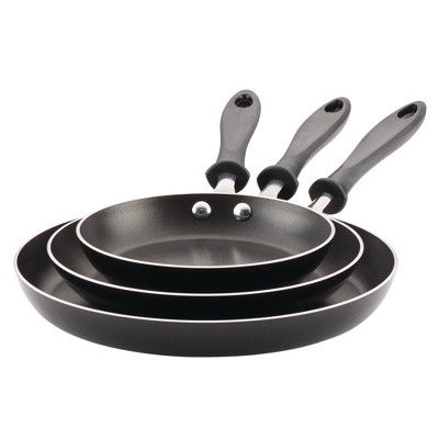 Farberware 3pc Nonstick Aluminum Reliance Covered Sauteuse and Open Skillet  Cookware Set Black 3 ct