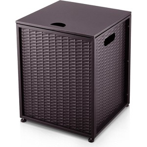 16 in. Bronze Portable Propane Outdoor Fire Pit Table, Tank Cover Table, Storage Cabinet for Garden, Patio - 1 of 4