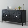 Sideboard Buffet Cabinet with Circular Groove Doors, Round Metal Handles, Adjustable Shelves, Solid Wood Frame and MDF Top for Dining Room - 3 of 4
