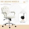 Vynxaria Cute Home Office Chair, Computer Desk Chair with Button Tufted Velvet-Feel Fabric, Swivel Vanity Chair, Cream White - 4 of 4