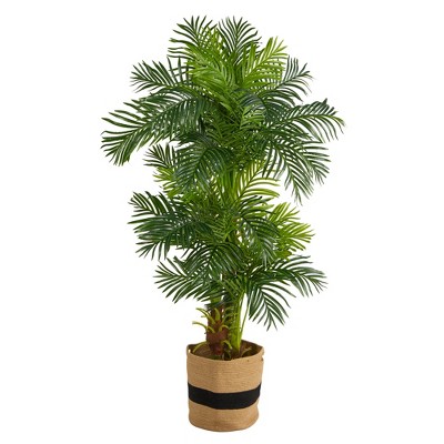 Nearly Natural 6-ft Hawaii Artificial Palm Tree in Handmade Natural Cotton Planter