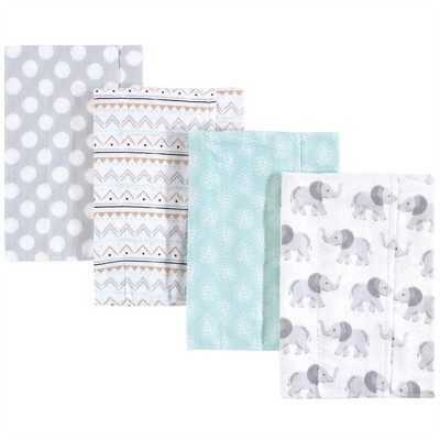 Hudson Baby Infant Cotton Flannel Burp Cloths 4pk, Gray Elephant, One Size