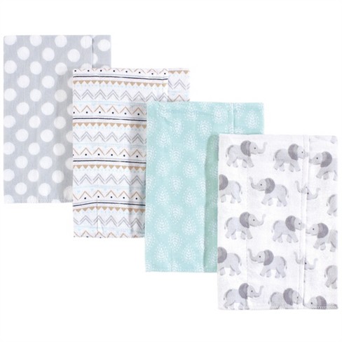 Hudson Baby Infant Cotton Flannel Burp Cloths 4pk, Gray Elephant, One ...