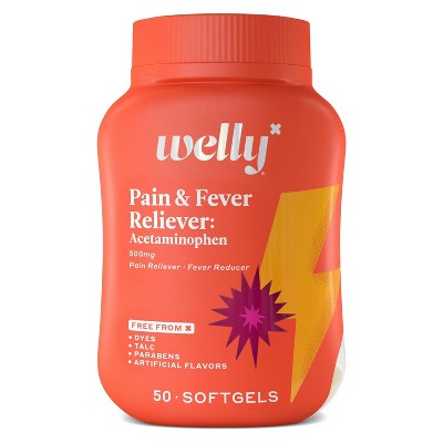 Welly Acetaminophen Pain and Fever Reliever Softgels - 50ct