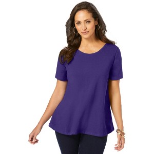 Jessica London Women's Plus Size Stretch Cotton Trapeze Tee - 1 of 4
