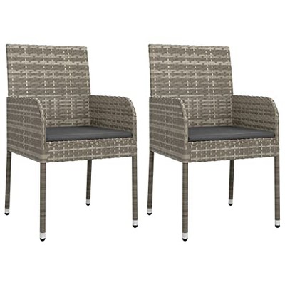 vidaXL Durable Poly Rattan Patio Chairs in Sleek Gray Design - Powder-Coated Steel Frame