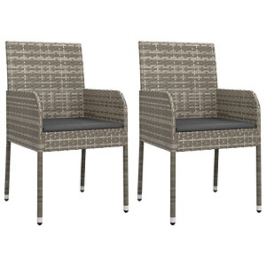 vidaXL Durable Poly Rattan Patio Chairs in Sleek Gray Design - Powder-Coated Steel Frame - 1 of 4