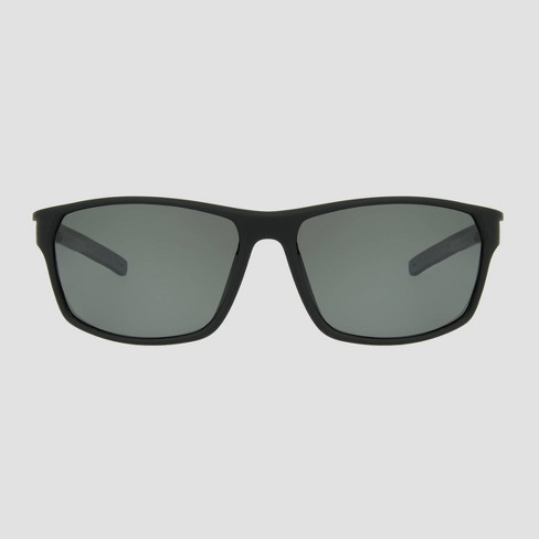 Men's Rectangle Sunglasses with Mirrored Polarized Lenses - All In Motion™  Black