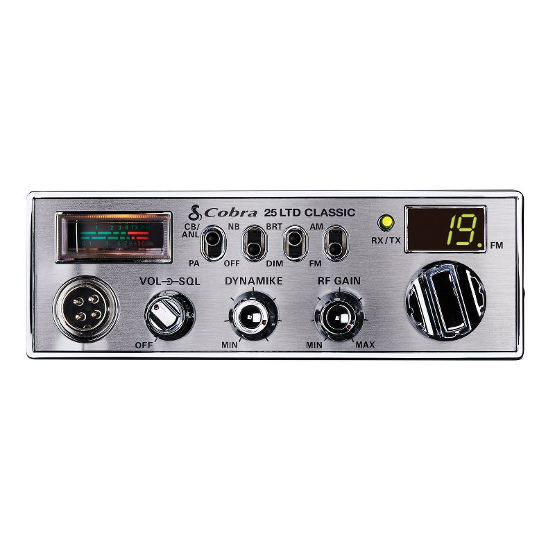 Cobra 40-Channel AM/FM Compact Professional CB Radio with Microphone, Chrome Face, 25 LTD® Classic, 2 of 9
