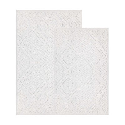 Diamond Trellis Boho Chic Textured Machine Washable Bath Rugs, Set of 2 by Blue Nile Mills