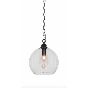 Toltec Lighting Cordova 1 - Light Pendant in  Matte Black with 9" Silver Textured Shade - 1 of 1