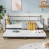 Twin Size Daybed with Trundle - Metal Daybed Frame with Steel Slats, Headboard & Roll-Out Bed, Space-Saving Sleeper Sofa - 2 of 4