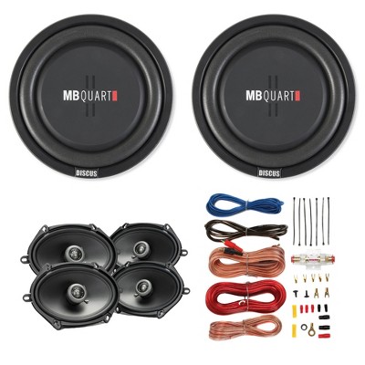 MB Quart DS1-304 400 Watt 12 Inch Subwoofer 2-Pack w/ Maxxsonics FKB168 MB Quart Formula Coaxial Car Audio Speakers 2-Pack with Soundstorm Wiring Kit