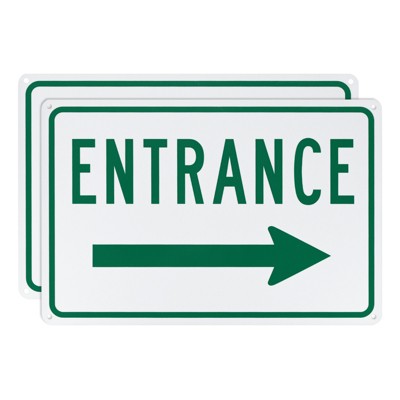 Unique Bargains Aluminum Reflective Rust-Free Waterproof Right Arrow Entrance Signs 2 Pcs