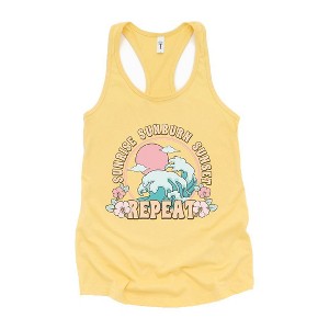 Simply Sage Market Women's Sunrise Sunburn Sunset Repeat Wave Racerback Graphic Tee - 1 of 2