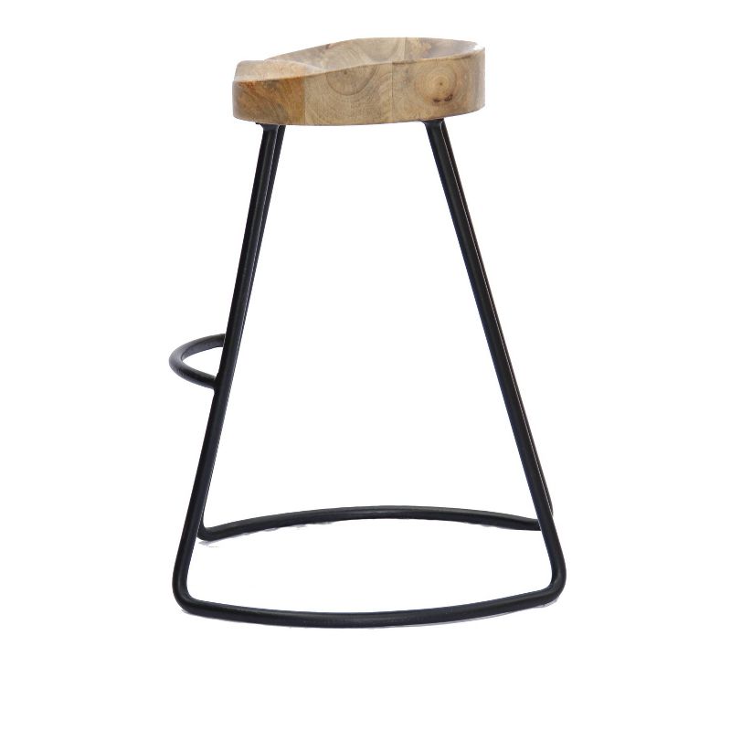 Wooden Saddle Seat Barstool Brown and Black - The Urban Port, 3 of 13