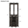 72" Tall Farmhouse Corner Bar Storage Cabinet Kitchen Cabinet with Barn Door, Acrylic Mirror, Glass Rack & Wine Storage, Walnut - ModernLuxe - 4 of 4