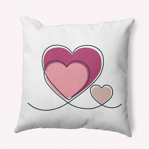 16x16 Hearts With Outlines Square Throw Pillow Pink - E By