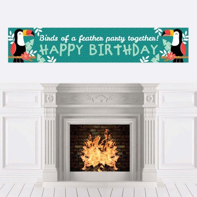 Big Dot of Happiness Calling All Toucans - Tropical Bird Happy Birthday Decorations Party Banner