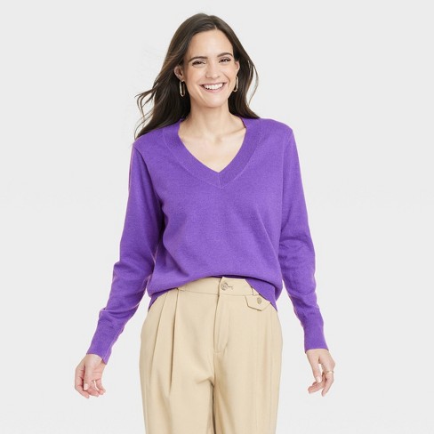 Womens Solid High Neck Sweater - S / Purple / CR-SQW-FK-21721-Purple