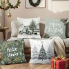 Lomsoe 4pcs Christmas Themed Pillow Covers with Vintage Truck, "Merry Christmas" and "Hello Winter" Designs, Snowy Tree Patterns, Machine Washable - 2 of 4