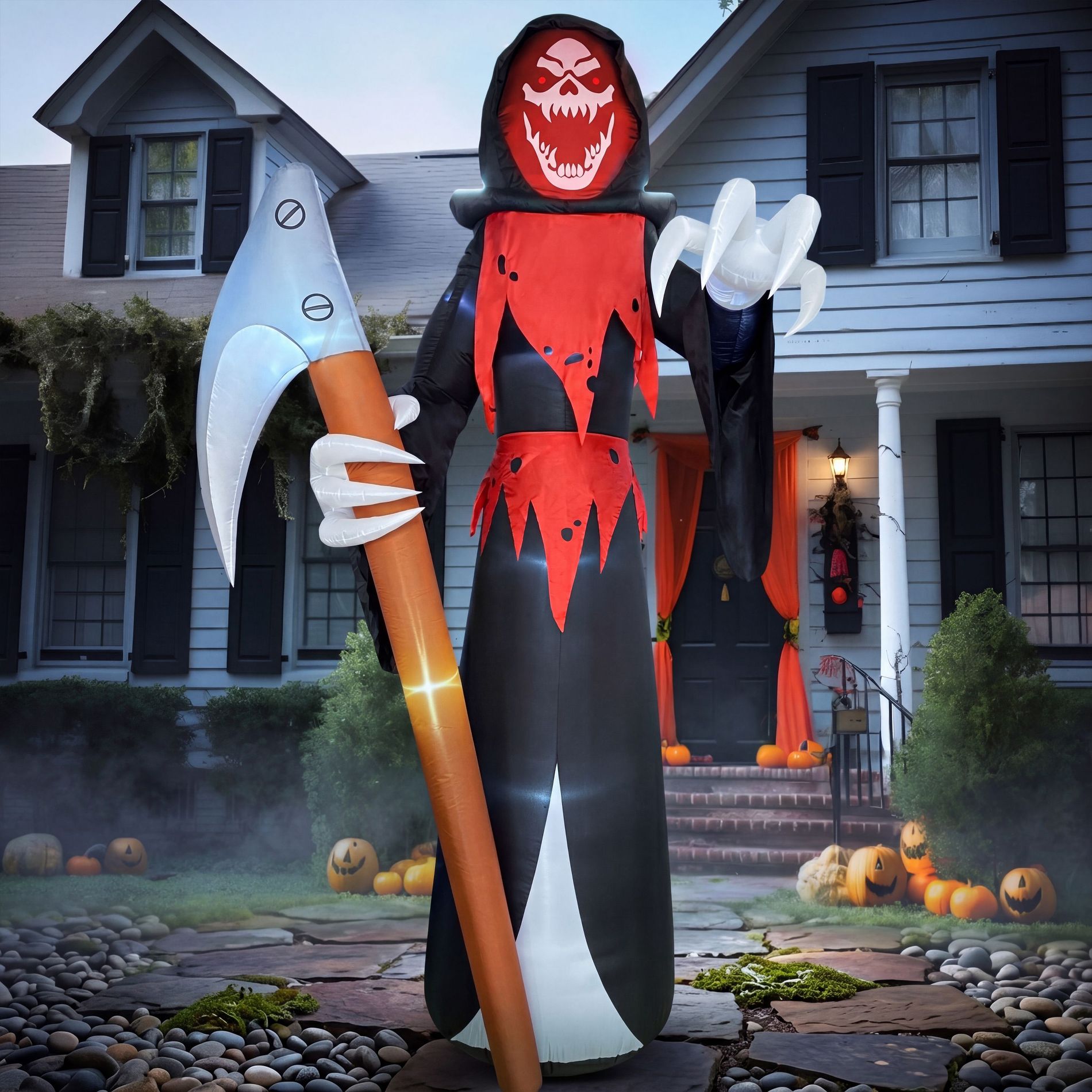 Joyfy 12FT Giant Halloween Inflatable Decoration, Scary Grim Reaper with Scythe for Halloween Indoor Outdoor Yard Lawn Garden Holiday Party Decoration