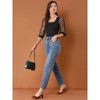 INSPIRE CHIC Women's Retro Square Neck Slim Fit Semi Sheer 3/4 Mesh Sleeve Top - 3 of 4