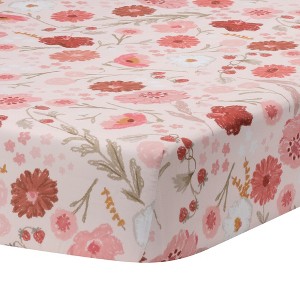Bedtime Originals Flower Power Floral/Strawberry Baby Fitted Crib/Toddler Sheet - 1 of 4