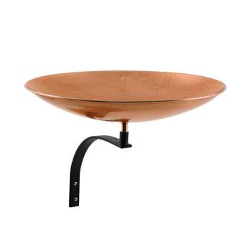 12" Stainless Steel Birdbath Bowl with Wall Mount Bracket Polished Copper Plated - ACHLA Designs