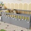 Twin Montessori Floor Bed with High Rails, Solid Wood Kids Bed with LED Light & Storage Shelf, Low Profile Bed Frame-- Frevyn - 4 of 4