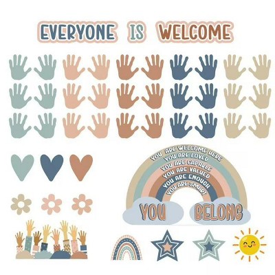 4E's Novelty 46 Pcs "Everyone is Welcome" Boho Classroom Bulletin Board Sets, Boho Welcome Bulletin