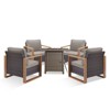 Buenhomino Outdoor Wicker Patio Furniture Set with Fire Pit Table, 5 Pieces Patio Conversation Sets with 4 Outdoor Patio Chairs and 1 Fire Pit Table - 2 of 4