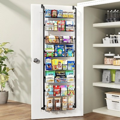 LunaLulinlk Pantry Organizer, 8-Tier Pantry Storage, Metal Hanging Spice Rack for Kitchen,Bathroom, Back of Door Seasoning Rack, Black