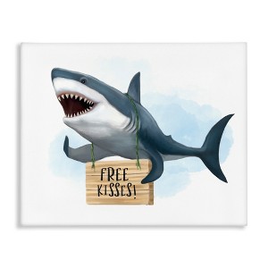 Stupell Industries Shark with Free Kisses Sign Canvas Art - 1 of 4