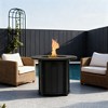 BAOURE 30" Black Round Propane Fire Pit Table with Wood Grain Ceramic Tabletop, 50,000 BTU Outdoor Steel Fire Pit for Patio, Deck and Garden - 3 of 4