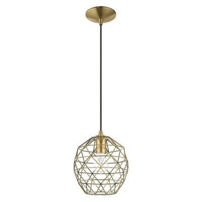 Antique Brass Geometric Metal Mini Globe Pendant Light