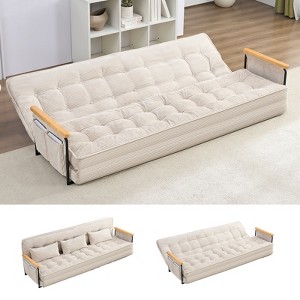 Mjkone Muti-Functional Folding Floor Sofa Bed,3-Seater/2-Seater/1-Seater Lazy Futon Sofa with Pillows,6 Position Adjustable Backrest - 1 of 4