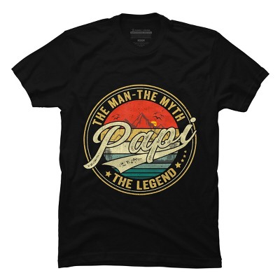 Men's Design By Humans Vintage Sunset Papi, The Man, Myth, Legend By COVI T-Shirt