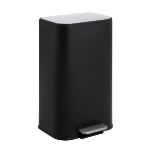 Kitchen Trash Can with Lid, Stainless Steel Garbage Can with Foot Pedal & Removable Inner Bucket, Rectangular Step On Waste Bin - 1 of 4