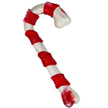 Multipet Nylon Candy Cane, Peppermint Scented Chew Dog Toy, Red/White
