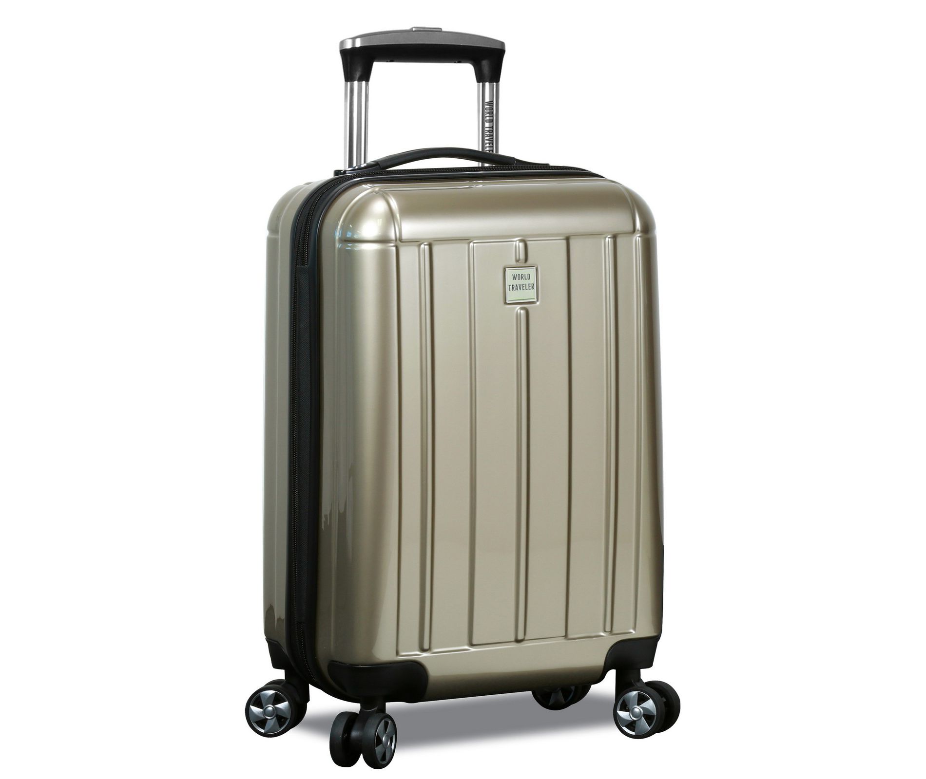 World Traveler Contour 20-Inch Carry-On Lightweight Polycarbonate Hardside Expandable Spinner Luggage with TSA Lock - Champagne