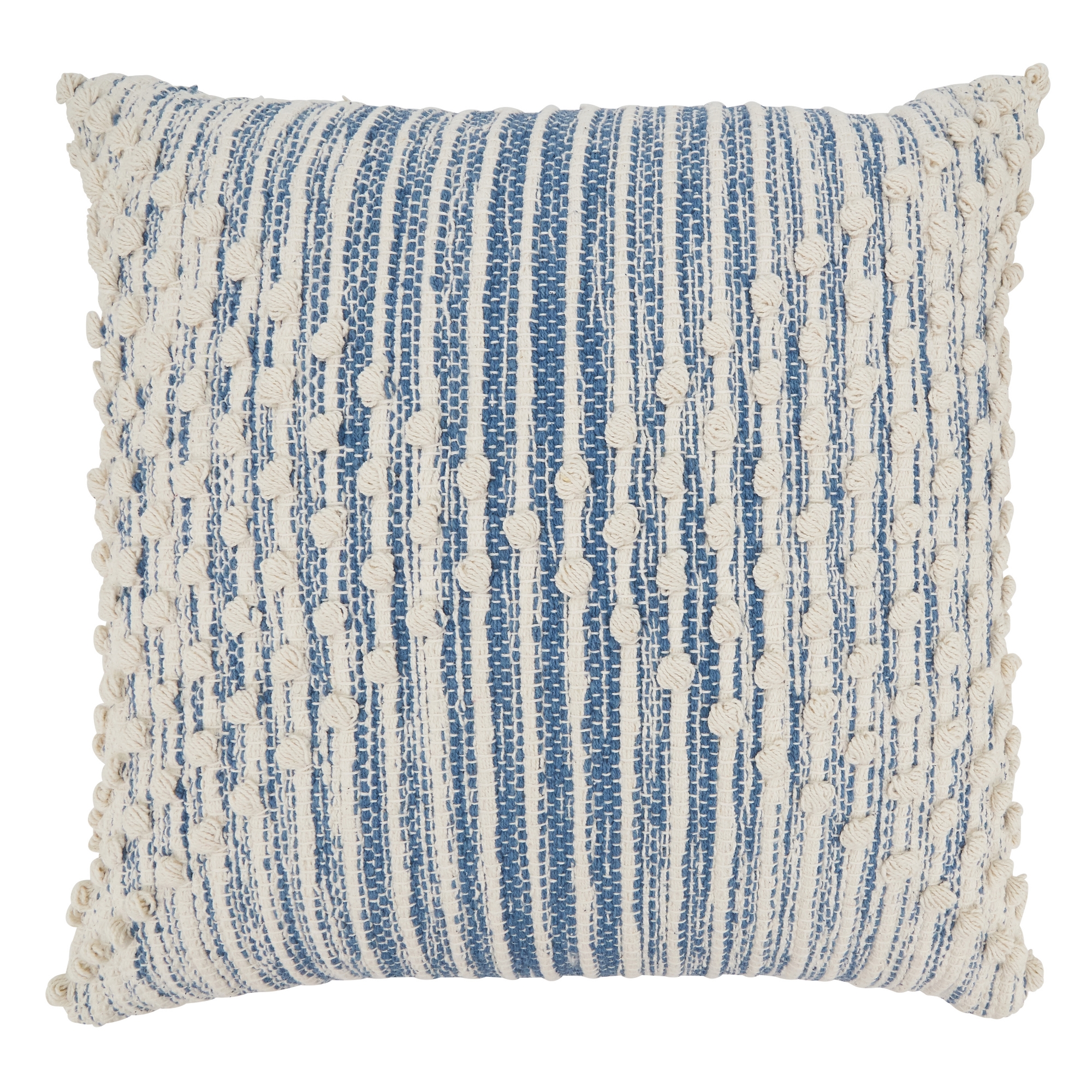 Saro Lifestyle Artisan Woven Stripe Diamond Poly Filled Throw Pillow, Blue, 20"x20"