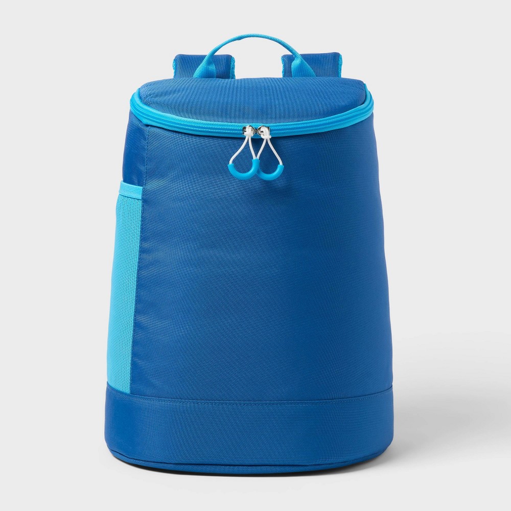 15 Cans/20.7qt Backpack Cooler - Sun Squad™ Blue: Zip Closure, Adjustable Straps
