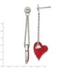 Black Bow Jewelry Red Crystal Heart Post Dangle Earrings in Stainless Steel - 3 of 4
