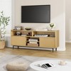 Whizmax Wood TV Stand, Boho Entertainment Center with Storage and Fluted Sliding Doors for Living Room Bedroom - 3 of 4